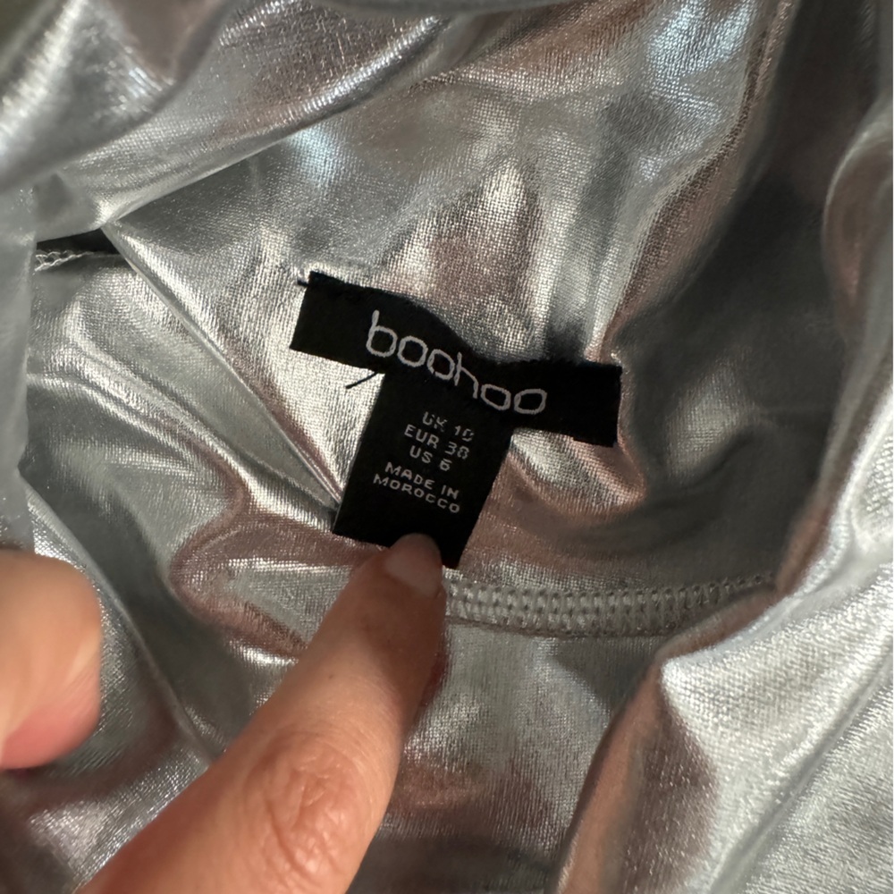 Metallic Pu High Neck Cut Out Maxi Dress | 6 - Picture 6 of 7